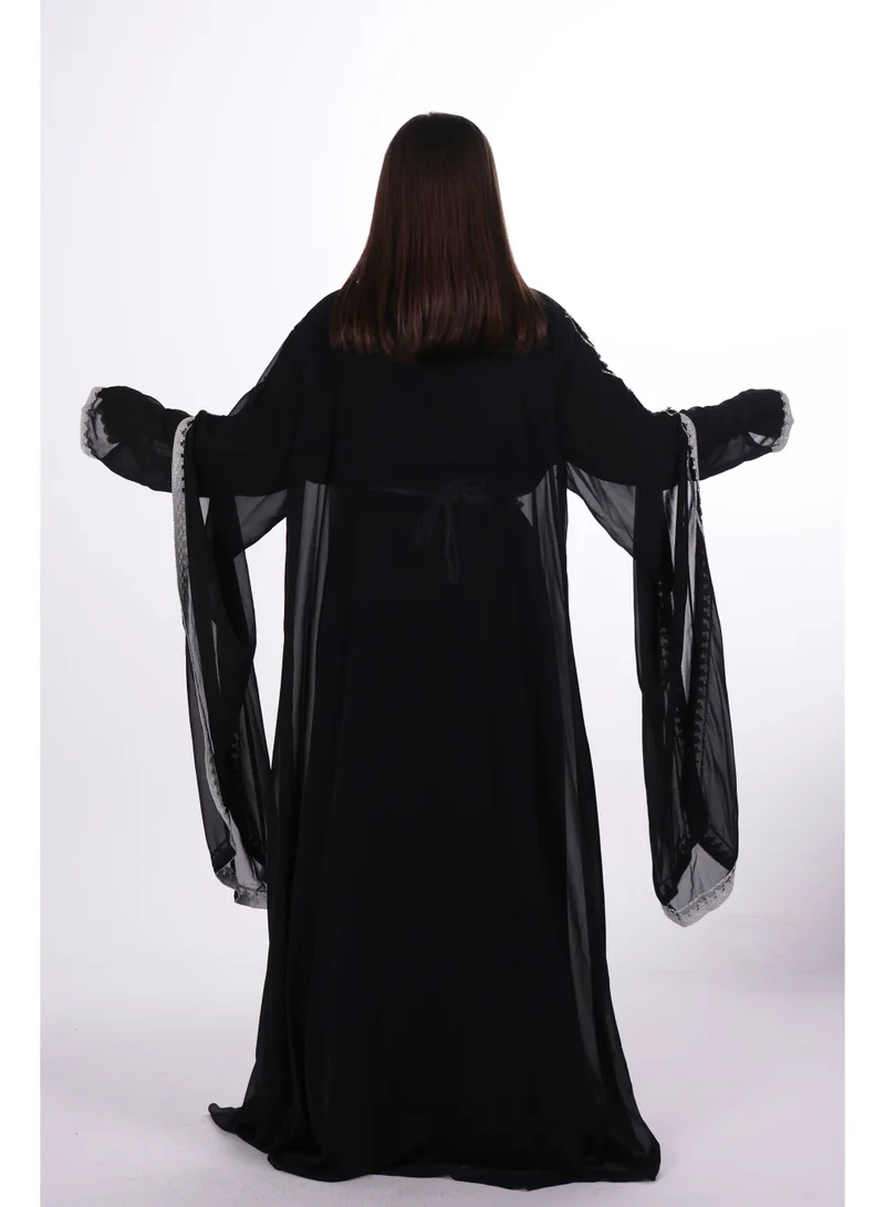 Al Bent Al Sharqieh black embroidered kaftan dress jalabia for Women | Best Price UAE